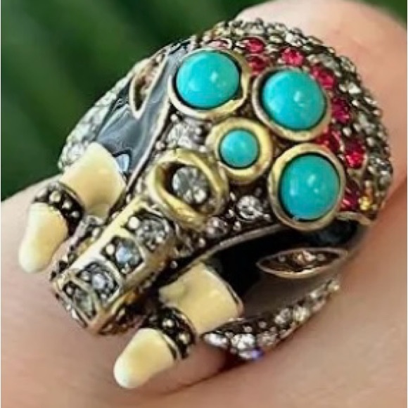 Heidi Daus Gold and Turquoise Elephant Ring - Picture 4 of 7